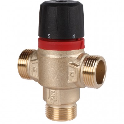 Термостатический смесительный клапан для систем отопления и ГВС 3/4  НР 30-65°С KV 1,8 (центральное смешивание) ROMMER RVM-1121-186520