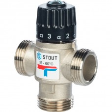 SVM-0020-256025 STOUT Термостатический смесительный клапан для систем отопления и ГВС 1" НР 35-60°С KV 2,5