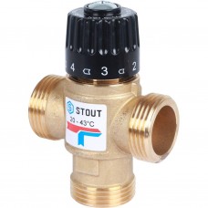 SVM-0120-164320 STOUT Термостатический смесительный клапан для систем отопления и ГВС 3/4   НР   20-43°С KV 1,6
