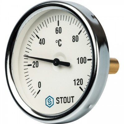 SIM-0001-805015 STOUT Термометр биметаллический с погружной гильзой. Корпус Dn 80 мм, гильза 50 мм 1/2", 0...120°С