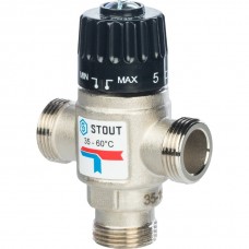 SVM-0020-166020 STOUT  Термостатический смесительный клапан для систем отопления и ГВС  3/4" НР   35-60°С KV 1,6